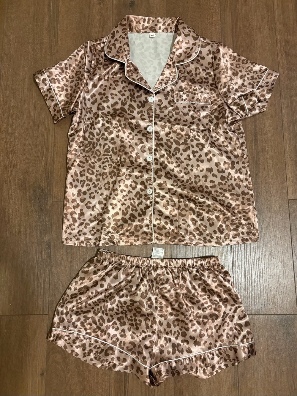Satin Leopard Print Pajama Set